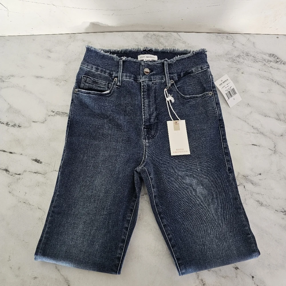 Good American High Rise Good Legs Skinny Extra Stretch‎ Dark Blue Jeans 26 NWT